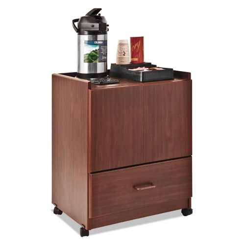 Vertiflex Mobile Deluxe Coffee Bar, Engineered Wood, 2 Shelves, 1 Drawer, 23" x 19" x 30.75", Cherry (VF96033)