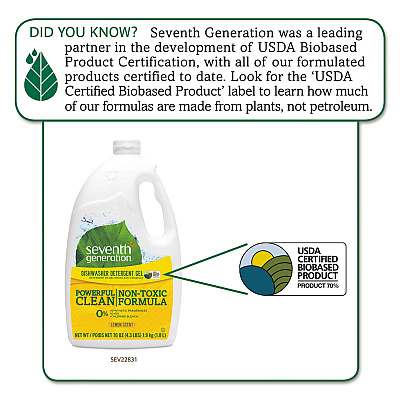 Seventh Generation Natural Automatic Dishwasher Gel, Lemon, Jumbo 70 oz Bottle, 6/CT (SEV22831CT)