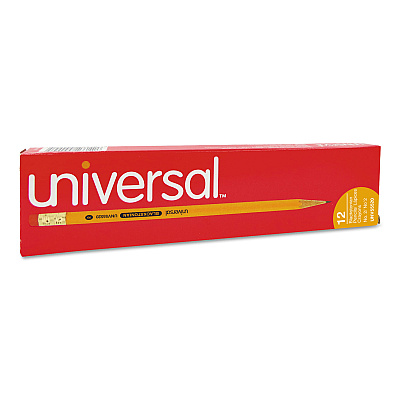 Universal Deluxe Blackstonian Pencil, HB (#2), Black Lead, Yellow Barrel, Dozen (UNV55520)