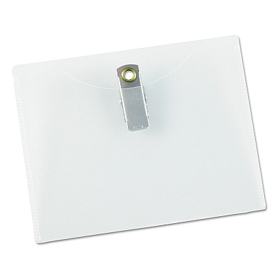 Universal Clear Badge Holders w/Garment-Safe Clips, 3 x 4, White Inserts, 50/Box (UNV56004)