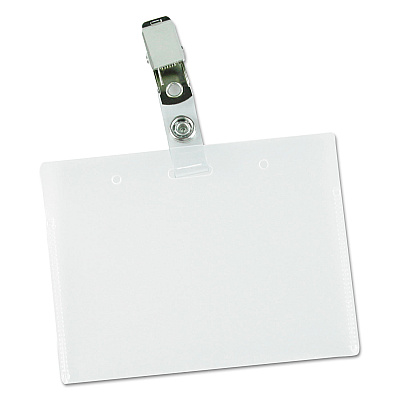 Universal Deluxe Clear Badge Holder w/Garment-Safe Clips, 2.25 x 3.5, White Insert, 50/Box (UNV56006)