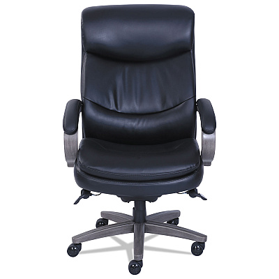 La-Z-Boy Woodbury Big/Tall Executive Chair, Supports Up to 400 lb, 20.25" to 23.25" Seat Height, Black Seat/Back, Weathered Gray Base (LZB48961A)