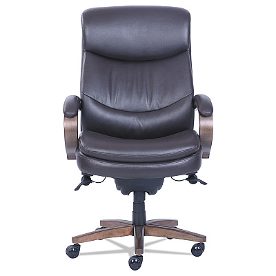 La-Z-Boy Woodbury Big/Tall Executive Chair, Supports Up to 400 lb, 20.25" to 23.25" Seat Height, Brown Seat/Back, Weathered Sand Base (LZB48961B)