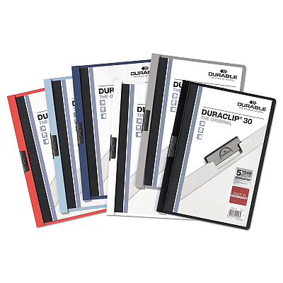 Durable DuraClip Report Cover, Clip Fastener, 8.5 x 11,  Clear/Graphite, 25/Box (DBL220357)