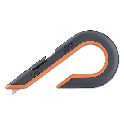 slice Box Cutters, Double Sided, Replaceable, 1.29" Carbon Steel Blade, 7" Nylon Handle, Gray/Orange (SLI10400)