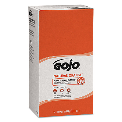 GOJO NATURAL ORANGE Pumice Hand Cleaner Refill, Citrus Scent, 5,000 mL, 2/Carton (GOJ7556)