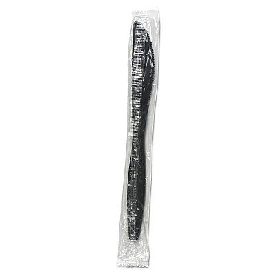 Boardwalk Heavyweight Wrapped Polypropylene Cutlery, Knife, Black, 1,000/Carton (BWKKNIHWPPBIW)
