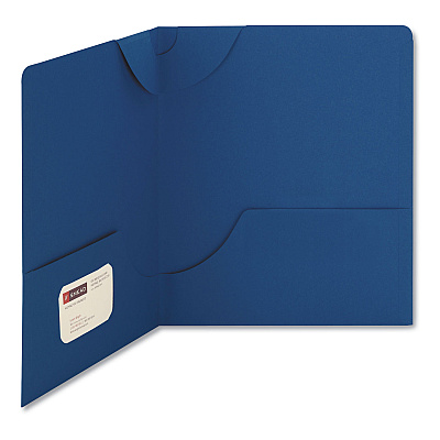 Smead Lockit Two-Pocket Folder, Textured Paper, 100-Sheet Capacity, 11 x 8.5, Dark Blue, 25/Box (SMD87982)