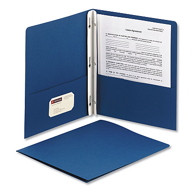 Smead 2-Pocket Folder with Tang Fastener, 0.5" Capacity, 11 x 8.5, Dark Blue, 25/Box (SMD88054)