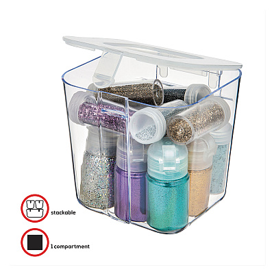 deflecto Stackable Caddy Organizer, Small, Plastic, 4.33 x 4 x 4.38, White (DEF29101CR)