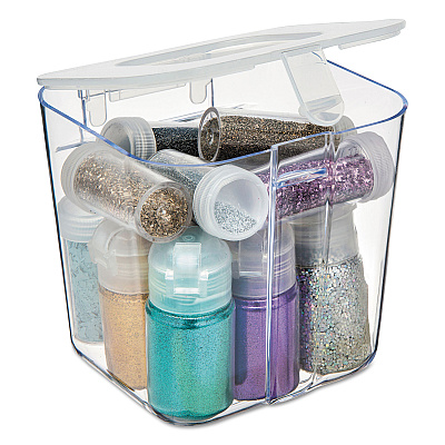 deflecto Stackable Caddy Organizer, Small, Plastic, 4.33 x 4 x 4.38, White (DEF29101CR)
