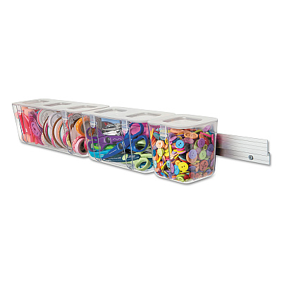 deflecto Stackable Caddy Organizer, Large, Plastic, 13.24 x 4 x 4.38, White (DEF29301CR)
