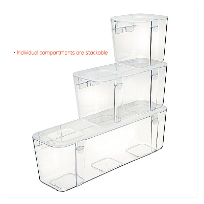 deflecto Stackable Caddy Organizer, Large, Plastic, 13.24 x 4 x 4.38, White (DEF29301CR)