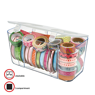 deflecto Stackable Caddy Organizer, Medium, Plastic, 8.8 x 4 x 4.38, White (DEF29201CR)