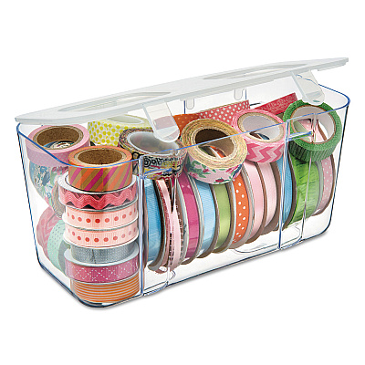 deflecto Stackable Caddy Organizer, Medium, Plastic, 8.8 x 4 x 4.38, White (DEF29201CR)
