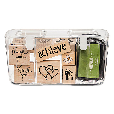 deflecto Stackable Caddy Organizer, Medium, Plastic, 8.8 x 4 x 4.38, White (DEF29201CR)