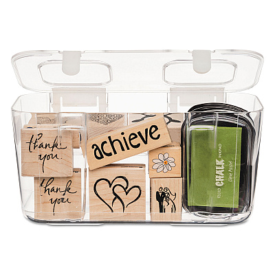 deflecto Stackable Caddy Organizer, Medium, Plastic, 8.8 x 4 x 4.38, White (DEF29201CR)