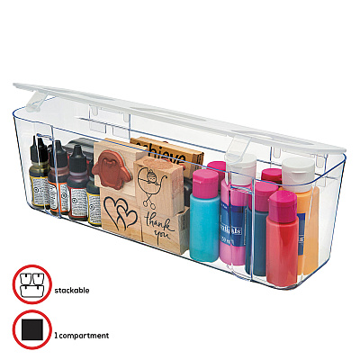 deflecto Stackable Caddy Organizer, Large, Plastic, 13.24 x 4 x 4.38, White (DEF29301CR)