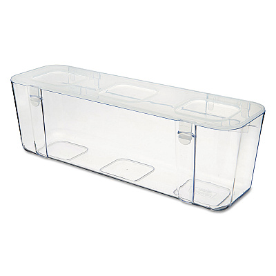 deflecto Stackable Caddy Organizer, Large, Plastic, 13.24 x 4 x 4.38, White (DEF29301CR)