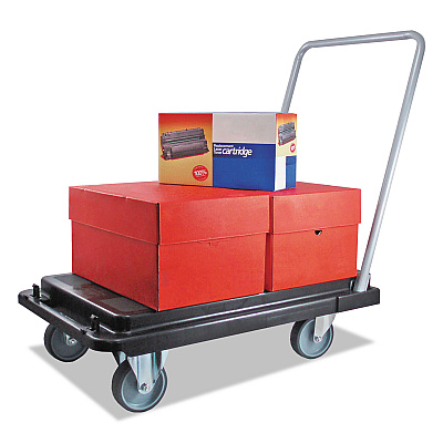 deflecto Heavy-Duty Platform Cart, 300 lb Capacity, 21 x 32.5 x 37.5, Black (DEFCRT550004)