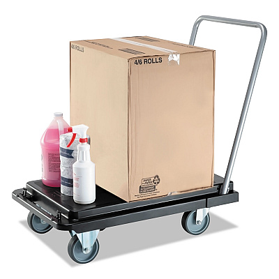 deflecto Heavy-Duty Platform Cart, 300 lb Capacity, 21 x 32.5 x 37.5, Black (DEFCRT550004)