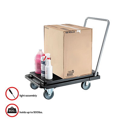 deflecto Heavy-Duty Platform Cart, 300 lb Capacity, 21 x 32.5 x 37.5, Black (DEFCRT550004)