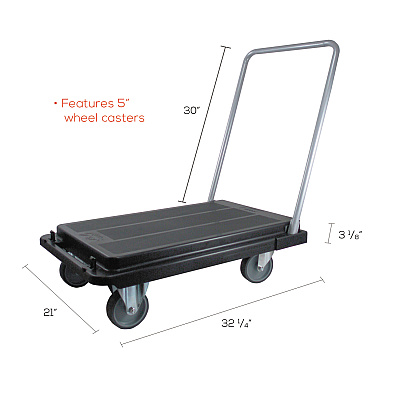 deflecto Heavy-Duty Platform Cart, 300 lb Capacity, 21 x 32.5 x 37.5, Black (DEFCRT550004)