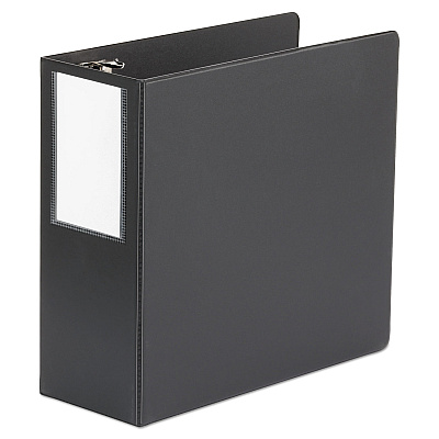 Universal Deluxe Non-View D-Ring Binder with Label Holder, 3 Rings, 5" Capacity, 11 x 8.5, Black (UNV20714)