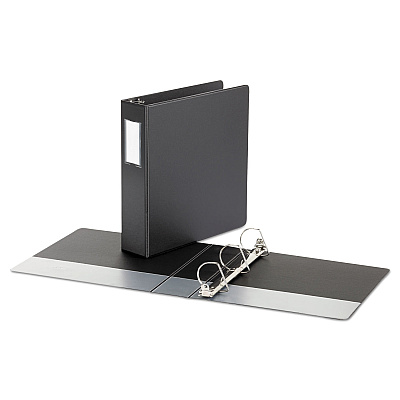 Universal Deluxe Non-View D-Ring Binder with Label Holder, 3 Rings, 2" Capacity, 11 x 8.5, Black (UNV20781)