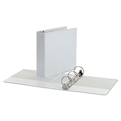 Universal Economy Round Ring View Binder, 3 Rings, 3" Capacity, 11 x 8.5, White (UNV20992)