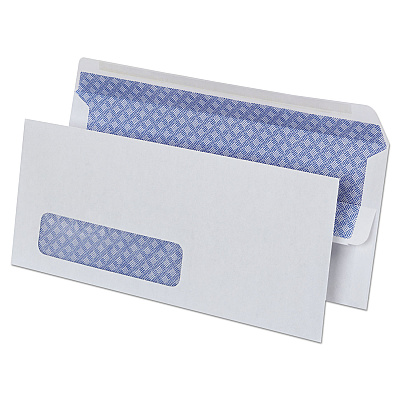 Universal Self-Seal Security Tint Business Envelope, Address Window, #10, Square Flap, Self-Adhesive Closure, 4.13 x 9.5, White, 500/BX (UNV36102)