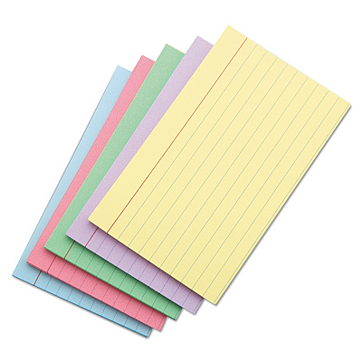 Universal Index Cards, Ruled, 5 x 8, Assorted, 100/Pack (UNV47256)