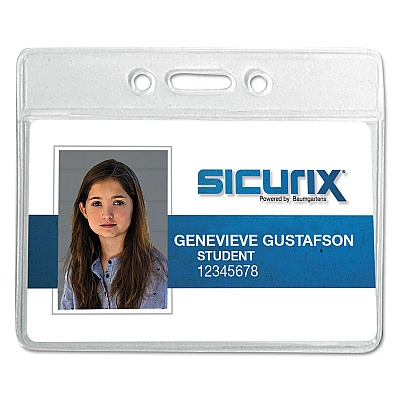 SICURIX Badge Holder, Horizontal, 2.13 x 3.38, Clear, 12/Pack (BAU67810)