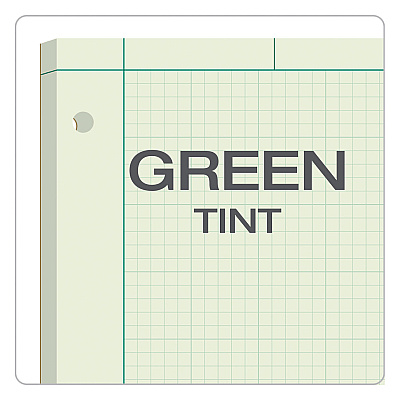TOPS Engineering Computation Pads, Cross-Section Quad Rule (5 sq/in, 1 sq/in), Black/Green Cover, 100 Green-Tint 8.5 x 11 Sheets (TOP35510)