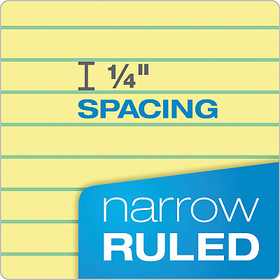 Ampad Double Sheet Pads, Narrow Rule, 100 Canary-Yellow 8.5 x 11.75 Sheets (TOP20246)