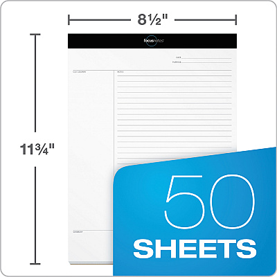 TOPS FocusNotes Legal Pad, Meeting-Minutes/Notes Format, 50 White 8.5 x 11.75 Sheets (TOP77103)