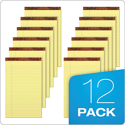 TOPS "The Legal Pad" Plus Ruled Perforated Pads with 40 pt. Back, Wide/Legal Rule, 50 Canary-Yellow 8.5 x 14 Sheets, Dozen (TOP7572)