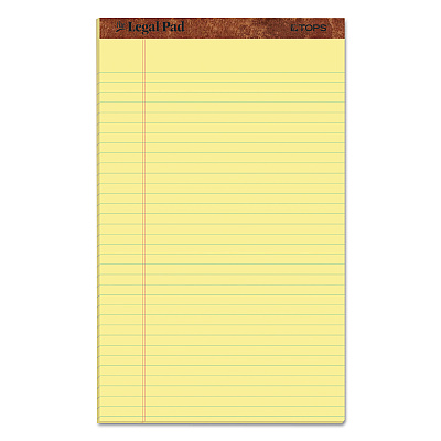 TOPS "The Legal Pad" Plus Ruled Perforated Pads with 40 pt. Back, Wide/Legal Rule, 50 Canary-Yellow 8.5 x 14 Sheets, Dozen (TOP7572)