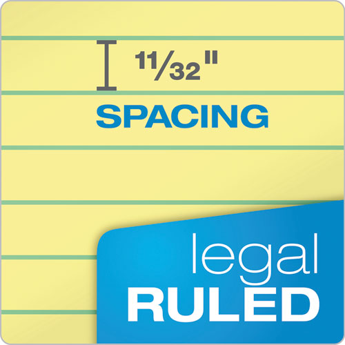 TOPS "The Legal Pad" Plus Ruled Perforated Pads with 40 pt. Back, Wide/Legal Rule, 50 Canary-Yellow 8.5 x 14 Sheets, Dozen (7572)