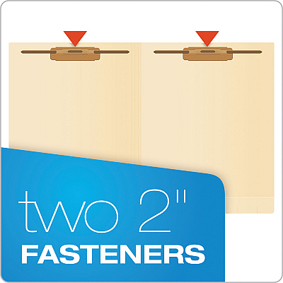 Pendaflex Manila Laminated End Tab Fastener Folders, 11-pt Manila, 0.75" Expansion, 2 Fasteners, Letter Size, Manila Exterior, 50/Box (PFX13160)