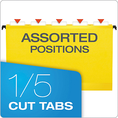 Pendaflex SureHook Hanging Folders, Legal Size, 1/5-Cut Tabs, Yellow, 20/Box (PFX615315YEL)