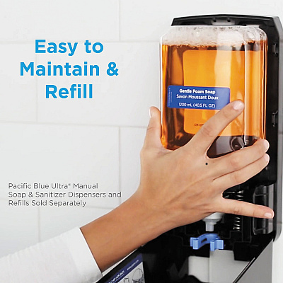 Georgia Pacific Professional Pacific Blue Ultra Foam Soap Manual Dispenser Refill, Antimicrobial, Unscented, 1,200 mL, 4/Carton (GPC43818)