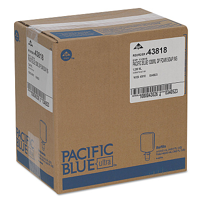 Georgia Pacific Professional Pacific Blue Ultra Foam Soap Manual Dispenser Refill, Antimicrobial, Unscented, 1,200 mL, 4/Carton (GPC43818)