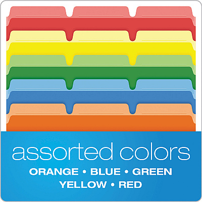 Pendaflex Ready-Tab Reinforced File Folders, 1/3-Cut Tabs: Assorted, Letter Size, Assorted Colors, 50/Pack (PFX42338)