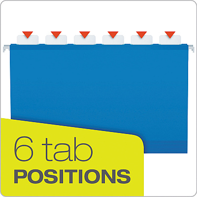 Pendaflex Ready-Tab Colored Reinforced Hanging Folders, Legal Size, 1/6-Cut Tabs, Assorted Colors, 25/Box (PFX42593)