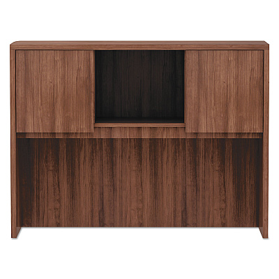 Alera Valencia Series Hutch with Doors, 3 Compartments, 47.13w x 15d x 35.38h, Modern Walnut (ALEVA284815WA)