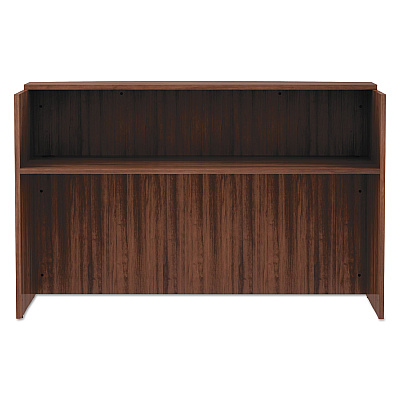 Alera Valencia Series Reception Desk with Transaction Counter, 71" x 35.5" x 42.5", Modern Walnut (ALEVA327236WA)