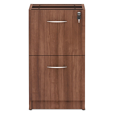 Alera Valencia Series Full Pedestal File, Left/Right, 2 Legal/Letter-Size File Drawers, Modern Walnut, 15.63" x 20.5" x 28.5" (ALEVA542822WA)