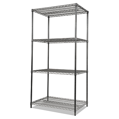 Alera Wire Shelving Starter Kit, Four-Shelf, 36w x 18d x 72h, Black Anthracite (ALESW503618BA)