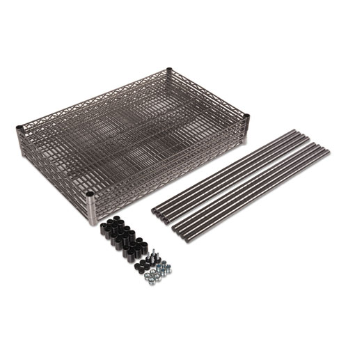 Alera Wire Shelving Starter Kit, Four-Shelf, 36w x 24d x 72h, Black Anthracite (SW503624BA)